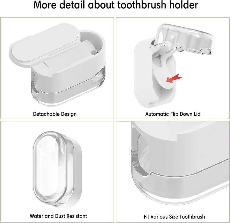 Baluca 3 PCS Travel Toothbrush Head Covers Caps, Tooth Brush Protector Case Wall Mounted Hanging Rack Organizer for Travel, Camping, Bathroom, School, Business (White) - Image 4